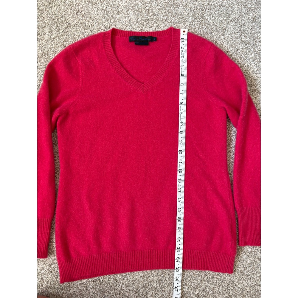 Enzo Mantovani Magenta 100% Cashmere Quiet Luxury V-Neck Sweater XL Fits Medium - Picture 4 of 6